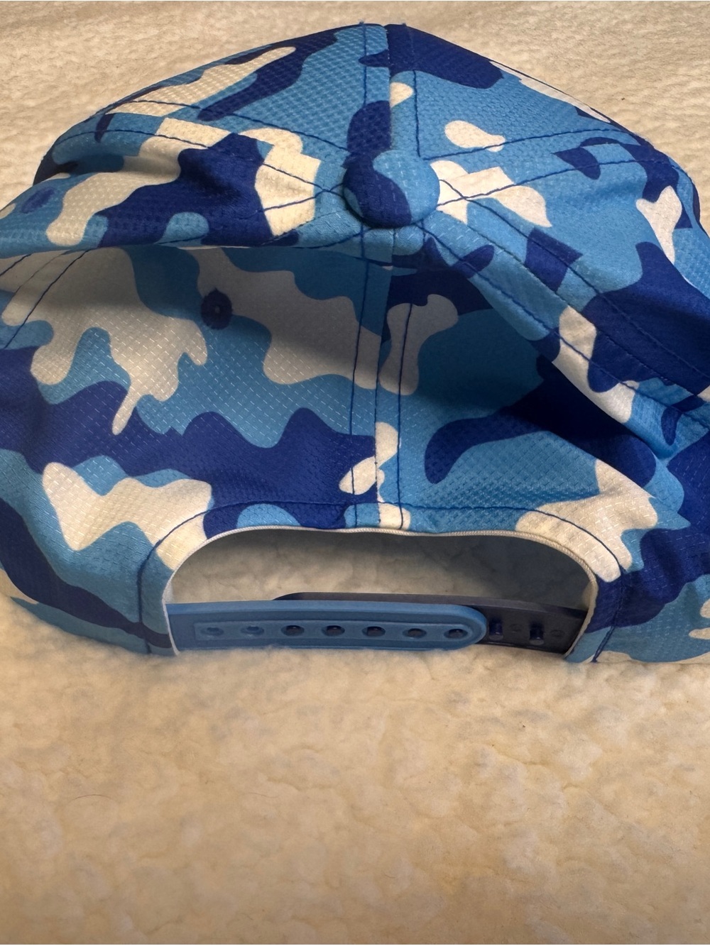 Blue Camo Snapback Cap with Embroidered Logo - Picture 4 of 6